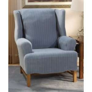   Fit Stretch Pinstripe Wing Chair Slipcover (T Cushion)