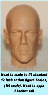 12 1/6 Custom Bald Bruce Willis Figure Head!  