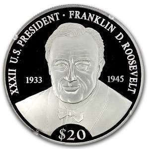  Liberia 2000 $20 Silver Proof Franklin D. Roosevelt: Toys 
