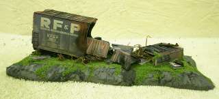   BUILT TRACKSIDE SCENE WRECKED ABANDONED 50 BOX CAR   RF&P  