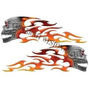  Fire Motorcycle Gas Tank Tribal Skull Flames   4.25 h x 