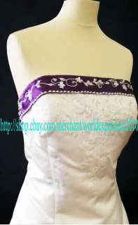 Storage White&Purple Lace up Wedding Dress Size:6 16  