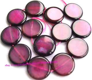 30mm Pink Crack Agate Flat Round Gemstone Beads 15  