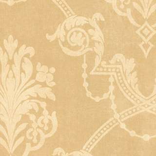 Light Tan and Cream Damask with Pearl Drops Wallpaper SD25678  