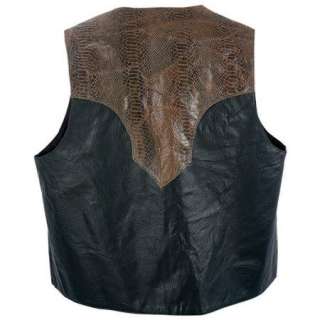 NEW Mens Black & Brown Lined Leather Western Style Vest  