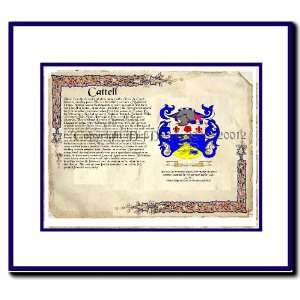  Cattell Coat of Arms/ Family History Wood Framed