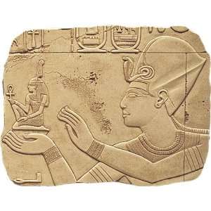 Pharaoh Seti I Offering Maat Egyptian Goddess Relief, Stone   E 069S