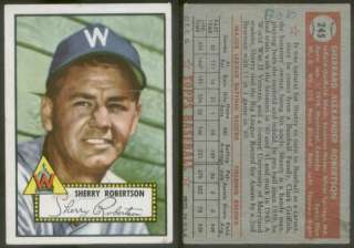 4025) 1952 Topps 245 Sherry Robertson Senators PR  