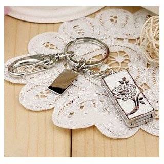 8GB White Crystal Rose Flower Style USB Flash Drive with Keychain