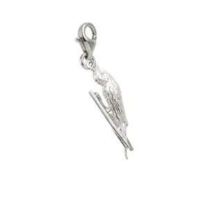   Charms Budgie Charm with Lobster Clasp, 14k White Gold Jewelry