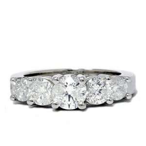 Ladies Real Diamond Ring 2.00CT 5 Stone Anniversary Promise 14K White 