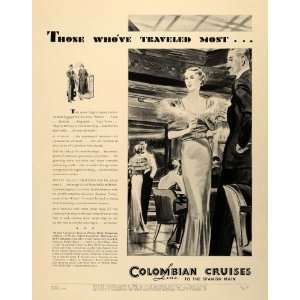  1935 Ad Colombian Cruise Line Spanish Main Fancy Dining 