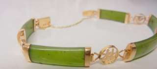 Chinese Jadeite Jade Nephrite SOLID 14K Gold Bracelet  