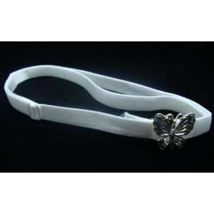  NEW White with Silver Butterfly Bra Strap Headband 