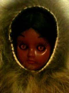 Eskimo Native American Indian Fur Doll Eyes Open RARE!!  