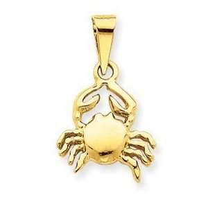  14k Gold Polished Cancer Zodiac Pendant: Jewelry