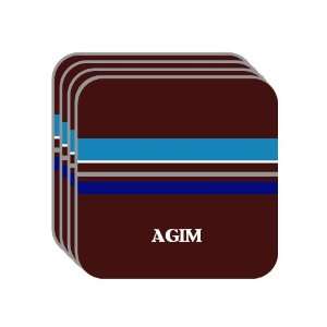 Personal Name Gift   AGIM Set of 4 Mini Mousepad Coasters (blue 