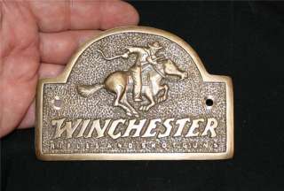 Solid Brass Winchester store plaque Rider on Pony  