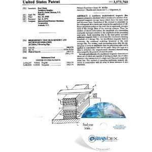 NEW Patent CD for HIGH DENSITY THIN FILM MEMORY AND METHOD 
