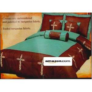  Western Bedding Turquoise Cross 7 Piece Queen: Home 