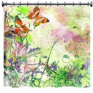  Artistic Butterflies Shower Curtain   69 X 70