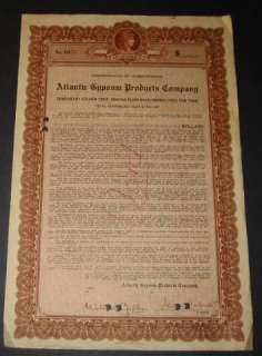 Old 1926 Atlantic GYPSUM Products Co. BOND Certificate  