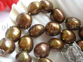 17 Genuine Natural 13mm Coffee Baroque Pearl Necklace  