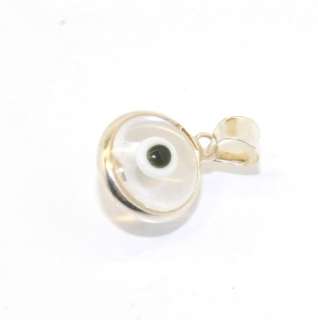 Clear Glass Evil Eye Pendant Charm Sterling Silver 925  