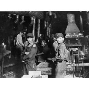  Young Boys Working at Midnight in Indiana Glassworks 