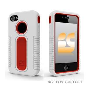 WHITE RED Double Layer PROTECTOR SKIN Case Cover FOR IPHONE 4 4G AT&T 