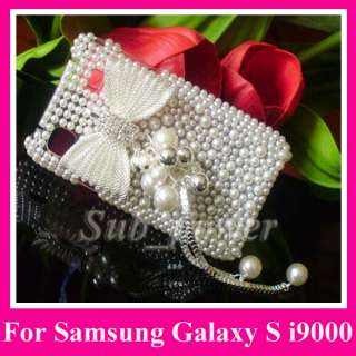 3D Rhinestone Full white BOW Bling Pearl Case cover for Samsung Galaxy 