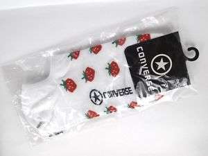 New Converse White Strawberry Print No Show Ankle Socks  