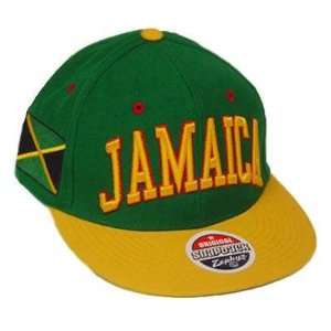  JAMAICA JAMAICAN FLAG ZEPHYR SNAPBACK FLAT BILL HAT CAP 
