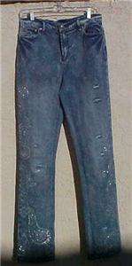 New With Tags Diane Gilman DG2 Distressed Rhinestone Swirls Jeans Size 