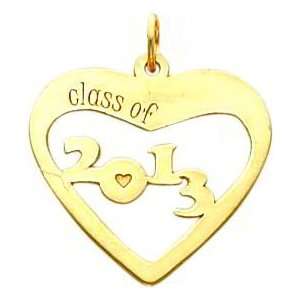  Class of 2013 Heart Cut Out Charm 14K Gold Jewelry