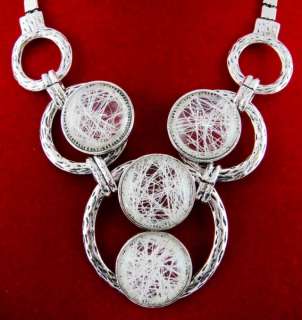 11A 5 Huge Large Wild Antique resin Silver Tone Necklace Jewelry H0120 