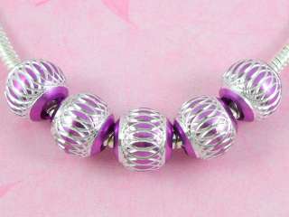 100 Cute Bulk Lots ALUMINIUM Beads Fit Charm Bracelet . Choose Colour 