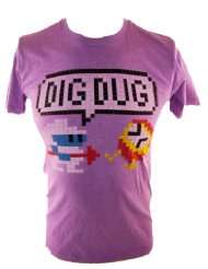 Dig Dug Mens T Shirt   Classic Arcade Game Image on Distressed Purple