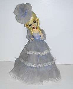 Vintage Big Eyed Blonde Bradley Boudoir Doll Southern Belle Light Blue 