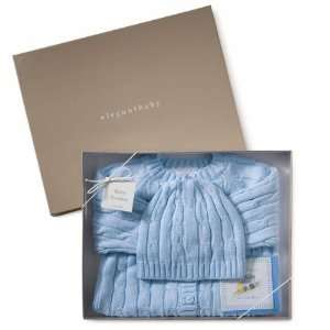    Elegant Baby   Cable Knit Sweater & Hat Boxed Set In Blue: Baby