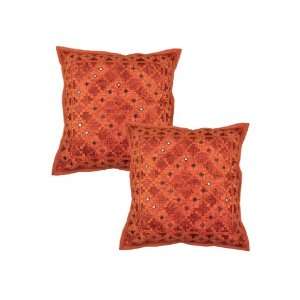  Indian Cotton Cushion Covers with Silk Thread Embroidery 
