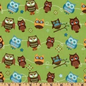   Flannel Owl Roll Call Green Fabric By The Yard Arts, Crafts & Sewing