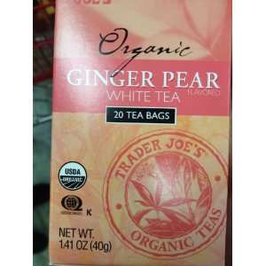 Trader Joes Organic Ginger Pear White Tea 20ct.  Grocery 