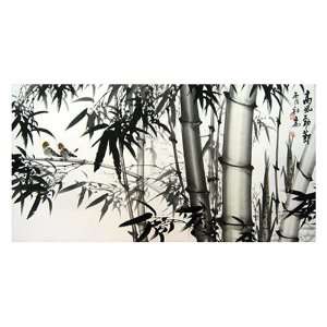   Peace Bamboo Asian Feng Shui Watercolor Paintings 811