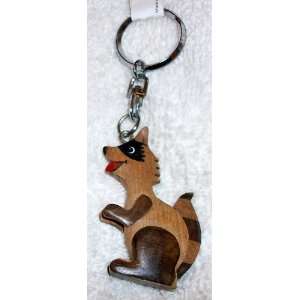  Wooden Hand Crafted Fox Key Ring, Key Chain, Key Holder 