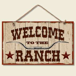 Western Lodge Cabin Decor ~Welcome To The Ranch~ Wood Sign W/ Rope 