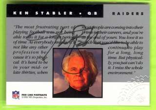 1992 Pro Line Ken Stabler RAIDERS QB certified AUTO  