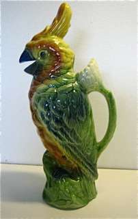 French St. Clement Majolica Pottery Absinthe Parakeet Pitcher  