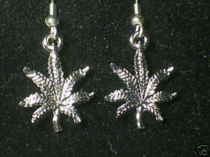Pot Leaf Earrings french hook weed 420 marijuana ganga  