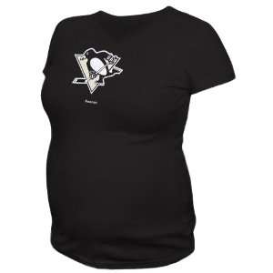   Penguins Black Logo V neck Maternity T shirt: Sports & Outdoors
